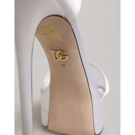Dolce & Gabbana White Platform Ankle Strap Sandals Shoes