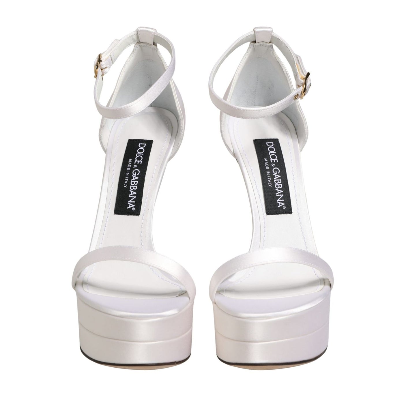 Dolce & Gabbana White Platform Ankle Strap Sandals Shoes