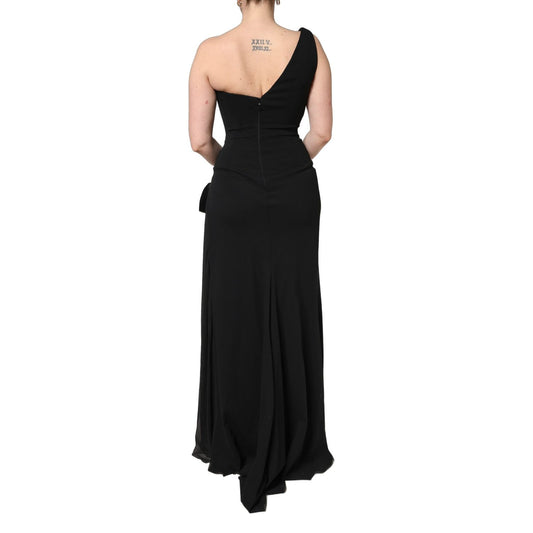 Dolce & Gabbana Black One Shoulder Neckline Long Gown Dress
