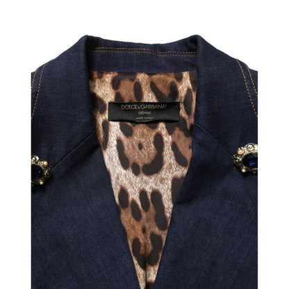 Dolce & Gabbana Blue Single-Breasted Denim Blazer Jacket
