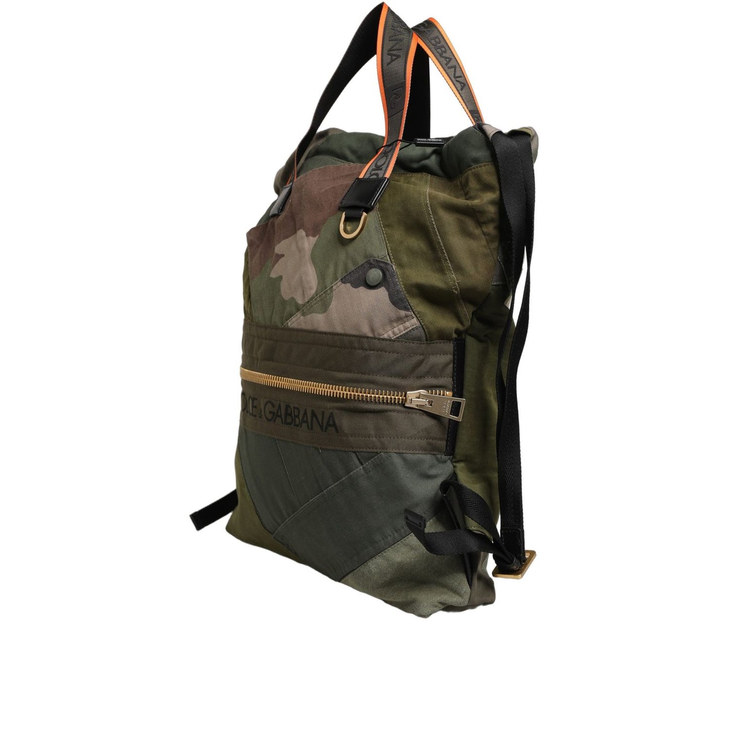 Dolce & Gabbana Military Green Patchwork Rucksack Backpack Borse Men Bag