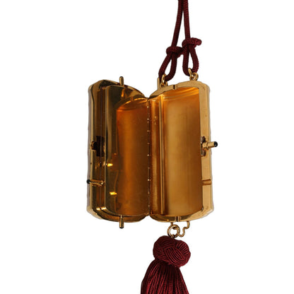 Dolce & Gabbana Pink Exotic Leather Mini Mirror Tassel Makeup Bag