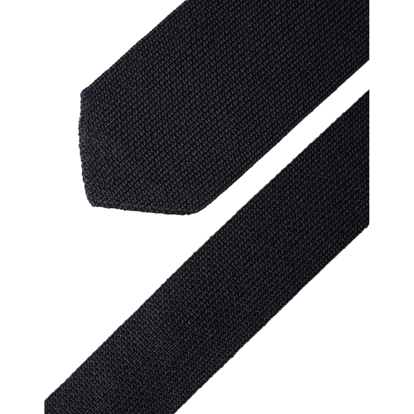 Dolce & Gabbana Dark Blue Solid 100% Silk Adjustable Men Necktie Tie