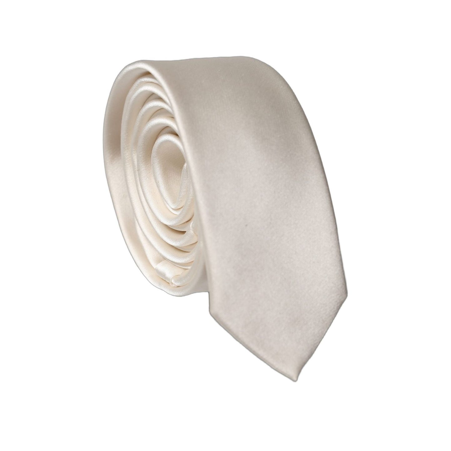Dolce & Gabbana Off White Solid 100% Silk Adjustable Men Tied Necktie Tie