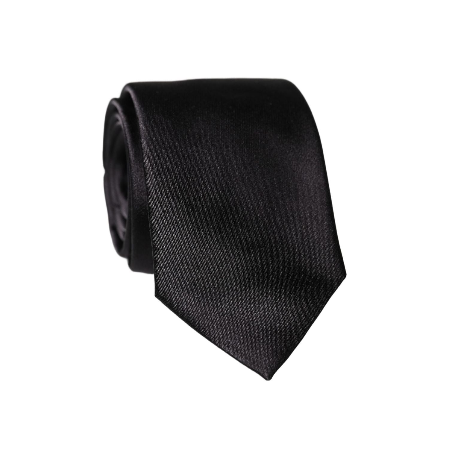 Dolce & Gabbana Black Solid 100% Silk Adjustable Men Tied Necktie Tie