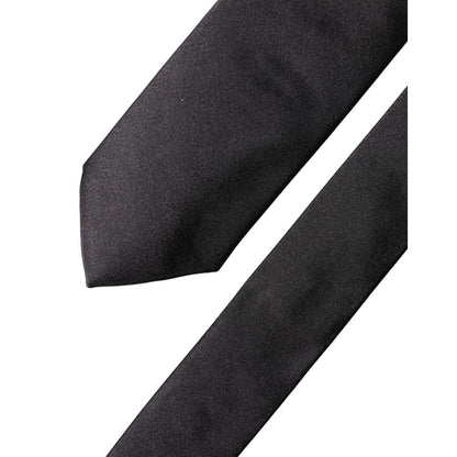 Dolce & Gabbana Black Solid 100% Silk Adjustable Men Tied Necktie Tie