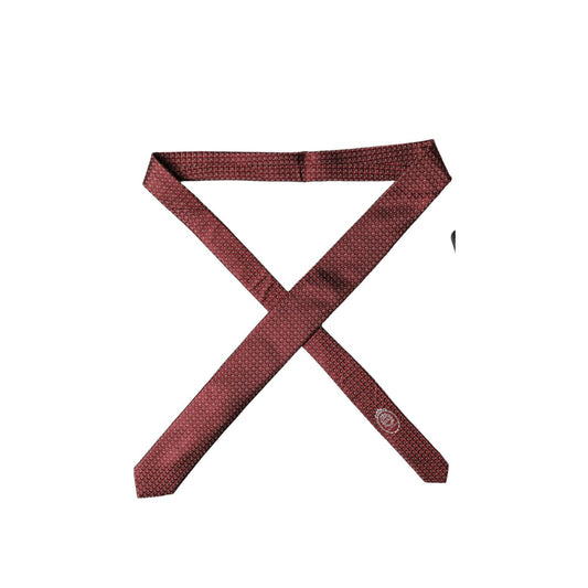 Dolce & Gabbana Burgundy Geometric Silk Adjustable Men Tied Necktie Tie