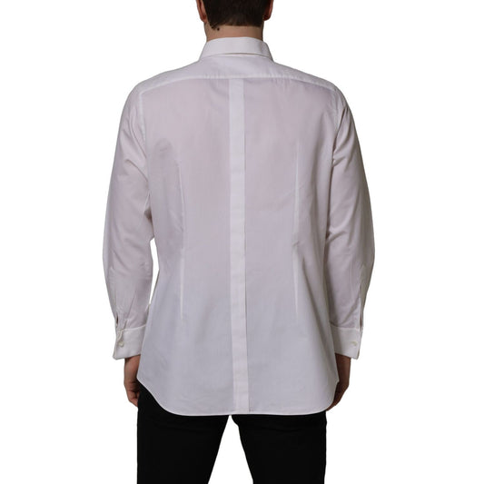 Dolce & Gabbana White Bib Cotton Poplin Dress Formal Shirt