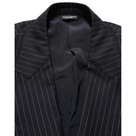 Dolce & Gabbana Black Stripes Wool Double Breasted Jacket