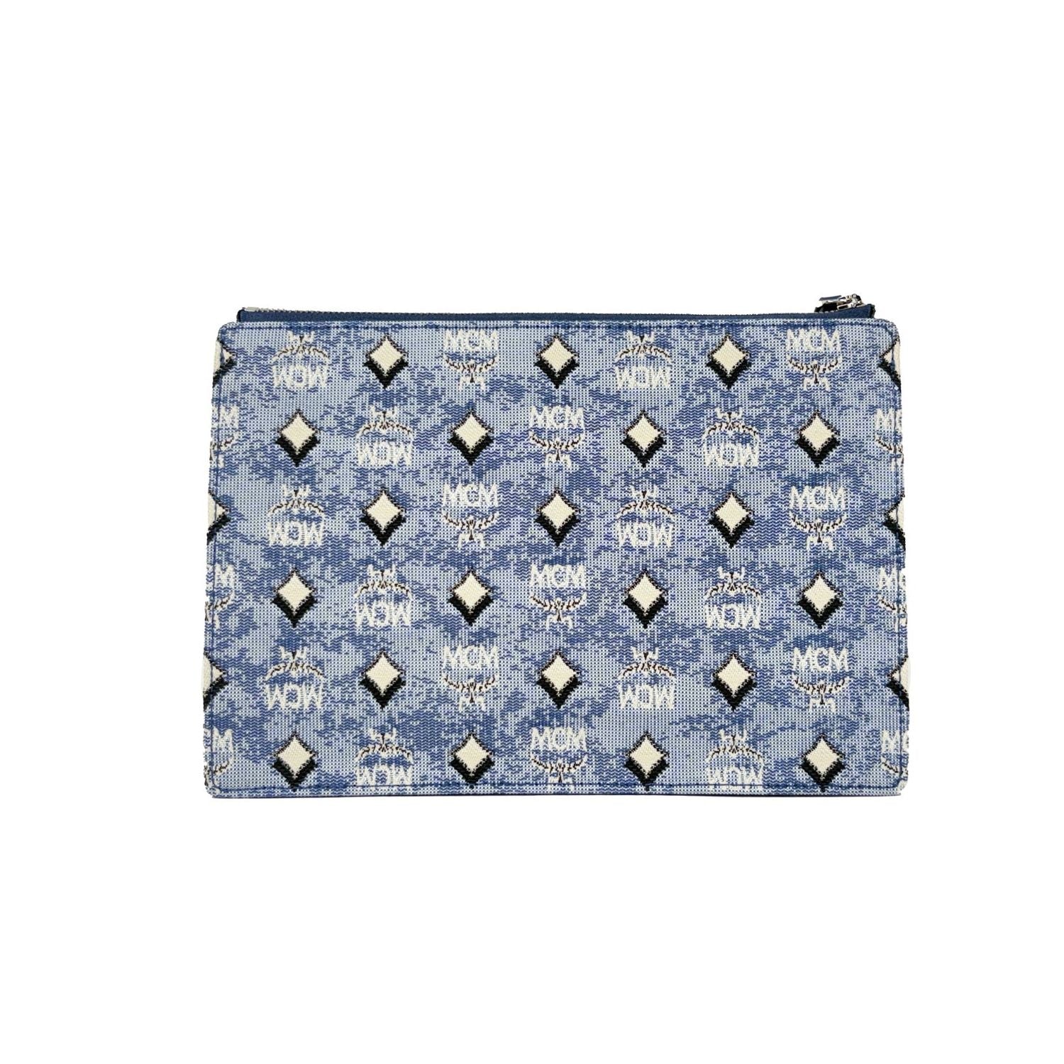 MCM Aren Flat Pouch Denim Crossbody Bag
