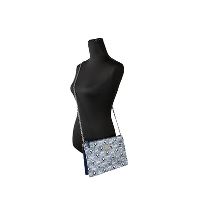 MCM Aren Flat Pouch Denim Crossbody Bag