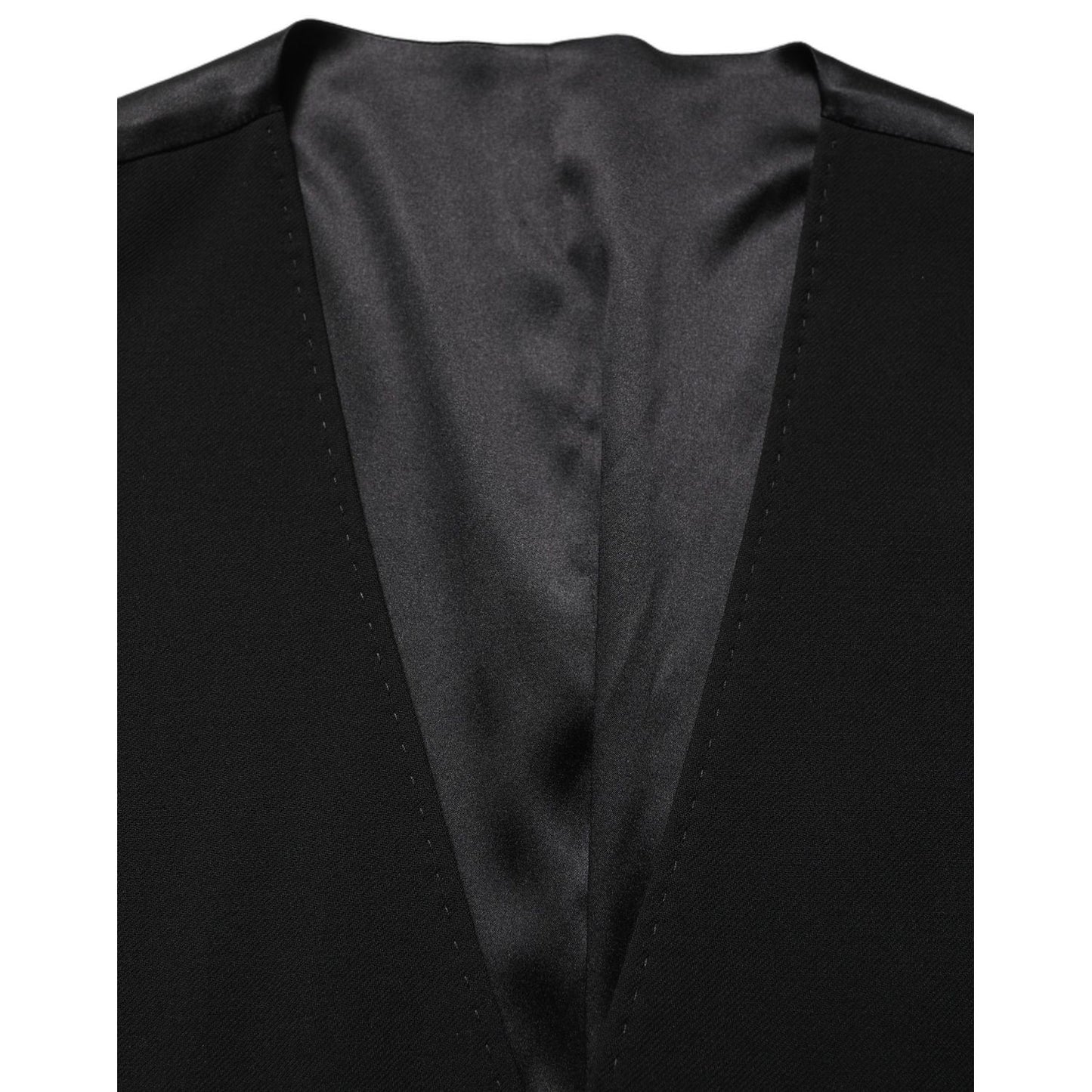 Dolce & Gabbana Black Wool Single Breasted Waistcoat Vest