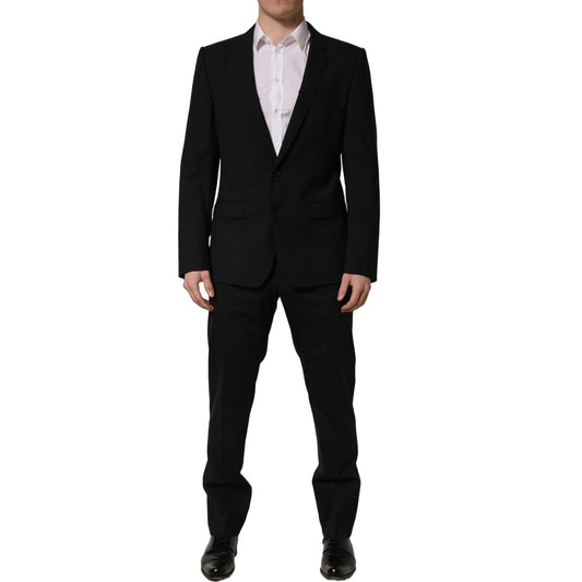 Dolce & Gabbana Black Wool Slim Fit Formal 2 Piece Men Suit