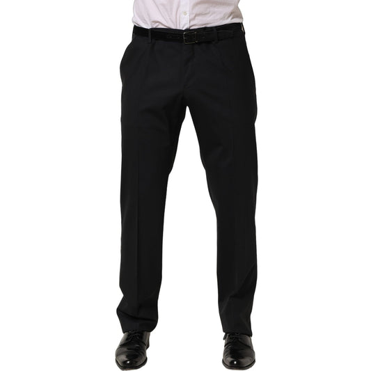 Dolce & Gabbana Black Wool Tapered Leg Dress Trouser Pants