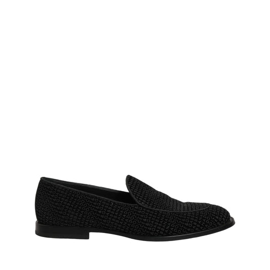 Dolce & Gabbana Black Logo Monogram Men Dress Loafers Shoes