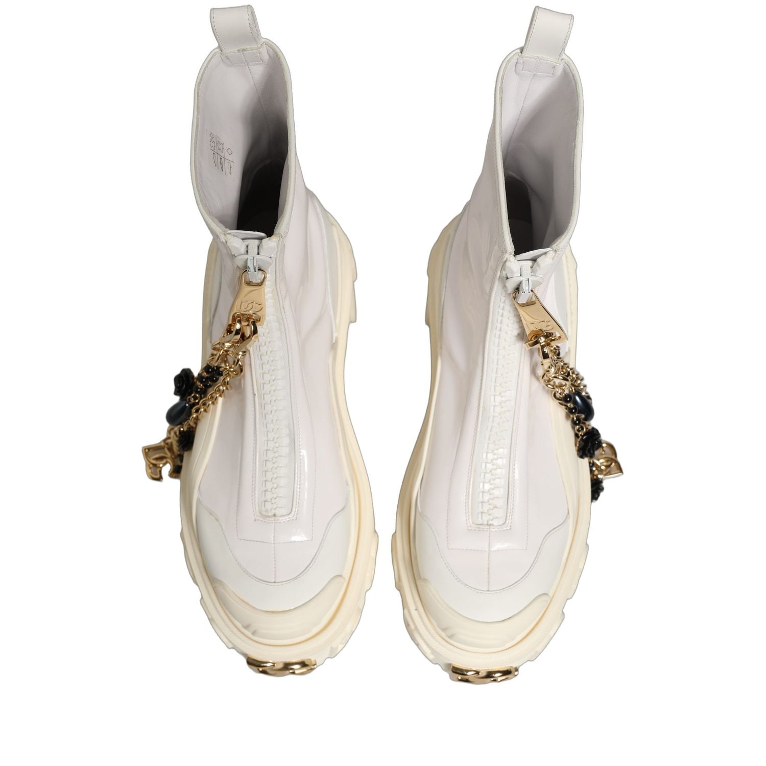 Dolce & Gabbana White Leather Rubber Logo Ankle Boots Shoes