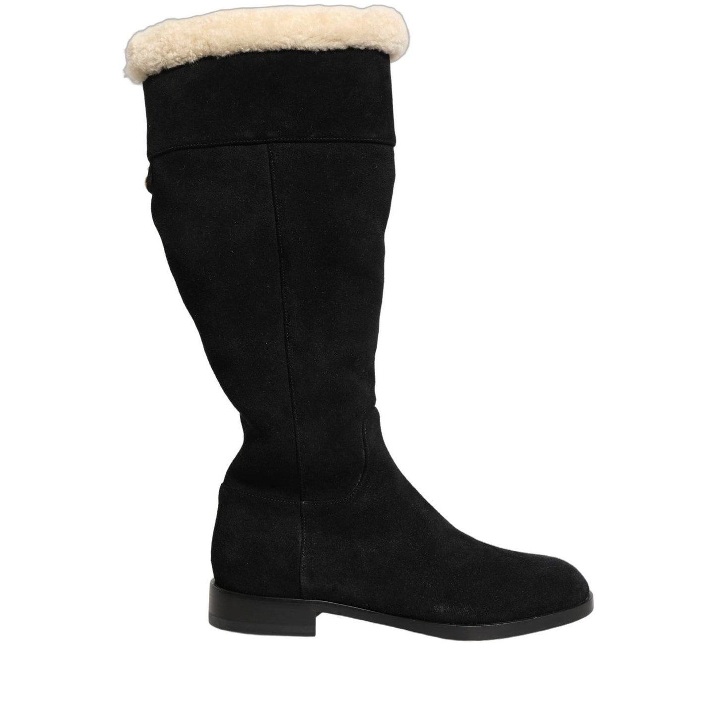 Dolce & Gabbana Suede Leather Knee High Boots Black