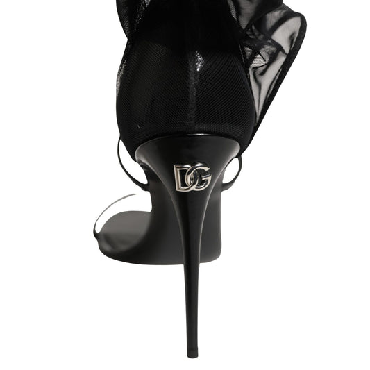 Dolce & Gabbana Black Stiletto Sandals Socks High Boots Shoes