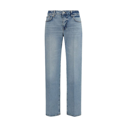 7FOR Blue Cotton Straight-Leg Jeans