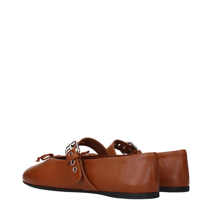 Miu Miu Brown Leather Ballet Flats