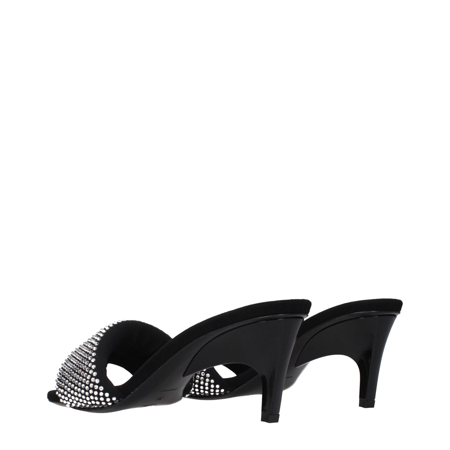 The Attico Black Fabric Stiletto Heel Sandals