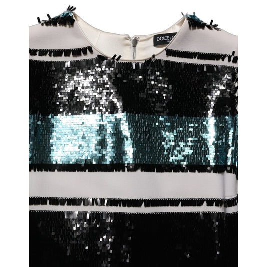 Dolce & Gabbana Multicolor Sequined Sleeveless Shift Dress