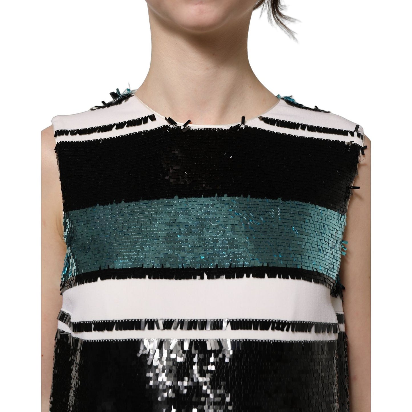 Dolce & Gabbana Multicolor Sequined Sleeveless Shift Dress