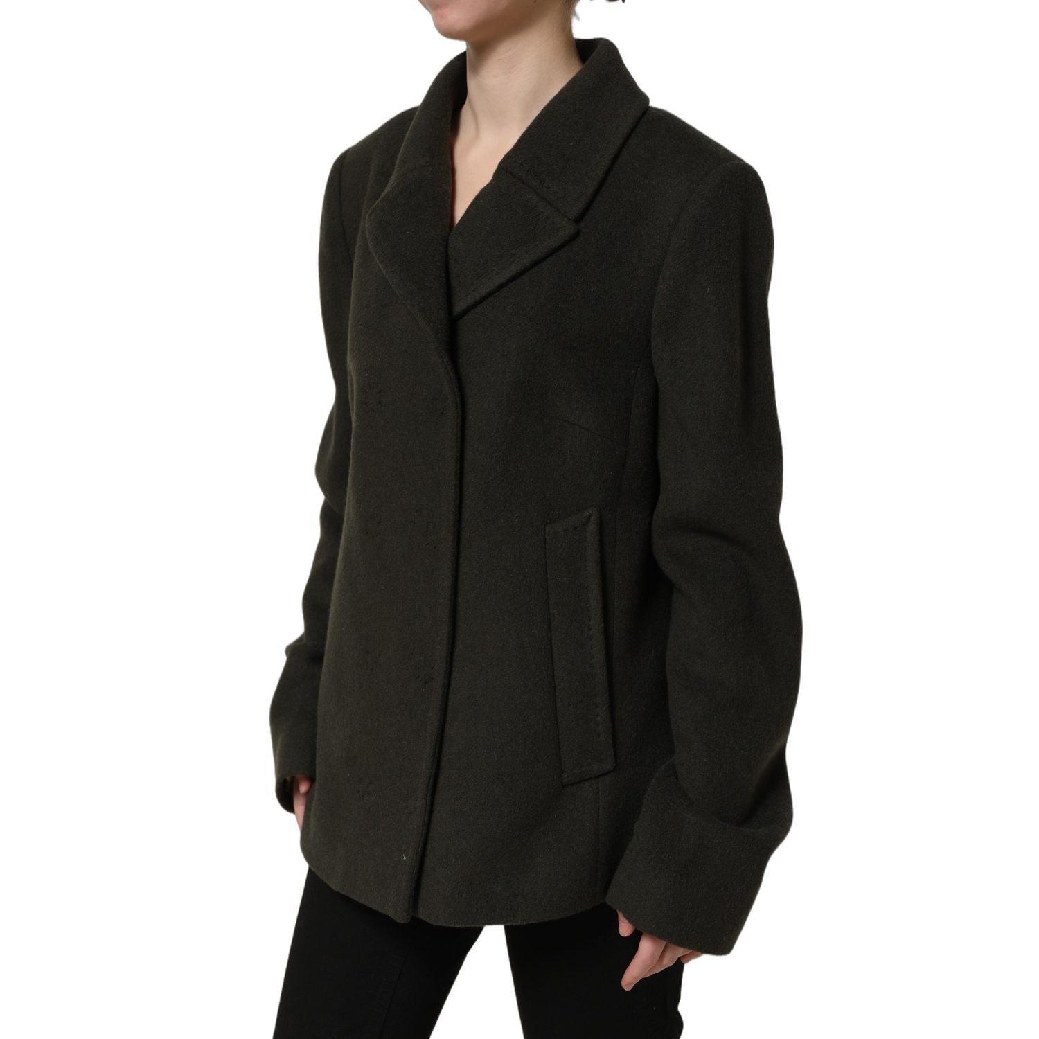 Dolce & Gabbana Dark Green Double Breasted Peacoat Jacket
