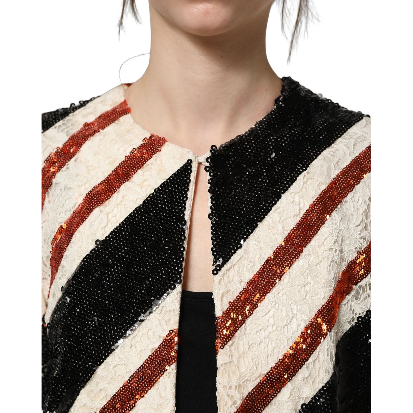 Dolce & Gabbana Multicolor Stripe Sequin Duster Coat Jacket
