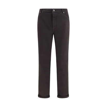 Brunello Cucinelli Brown Cotton Relaxed Fit Jeans