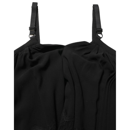 Dolce & Gabbana Black Sleeveless Floral Lace Tank Blouse Top
