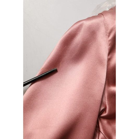 Dolce & Gabbana Pink Satin Silk V-neck Long Sleeves Blouse Top