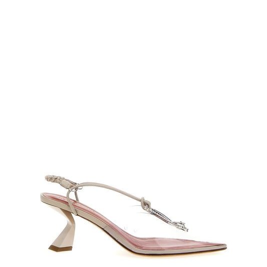 Nensi Dojaka Beige Goatskin Mid Heel Pumps