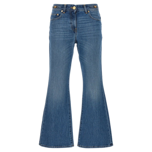 Versace Blue Cotton Flared Jeans