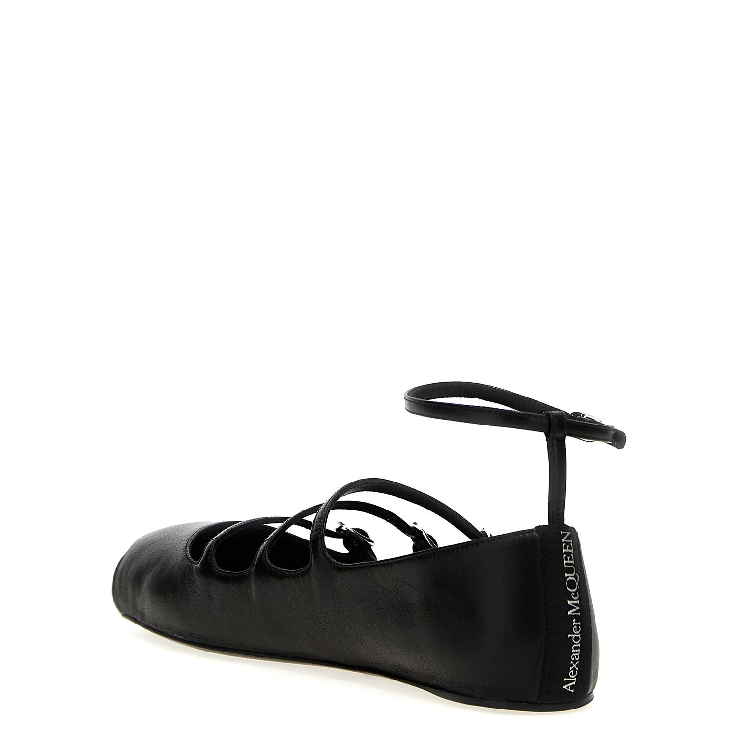 Alexander McQueen Black Calfskin Ballet Flats