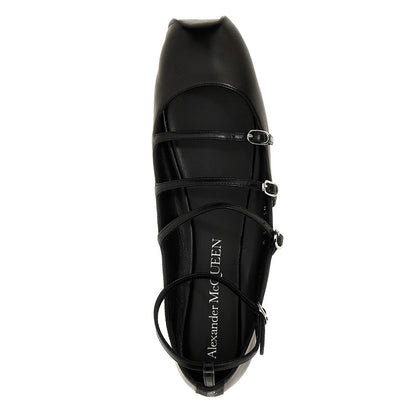 Alexander McQueen Black Calfskin Ballet Flats