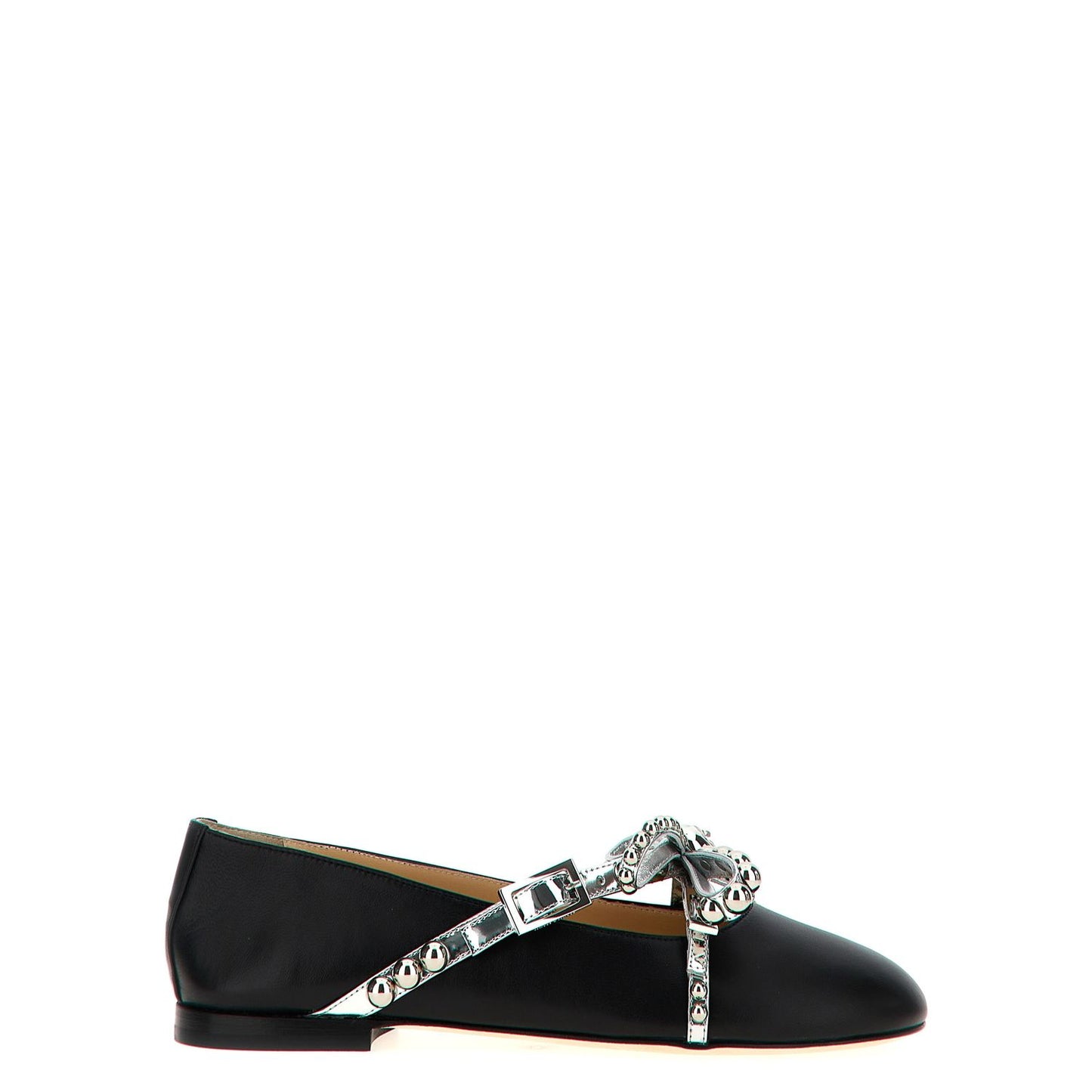 MACH & MACH Black Leather Ballet Flats