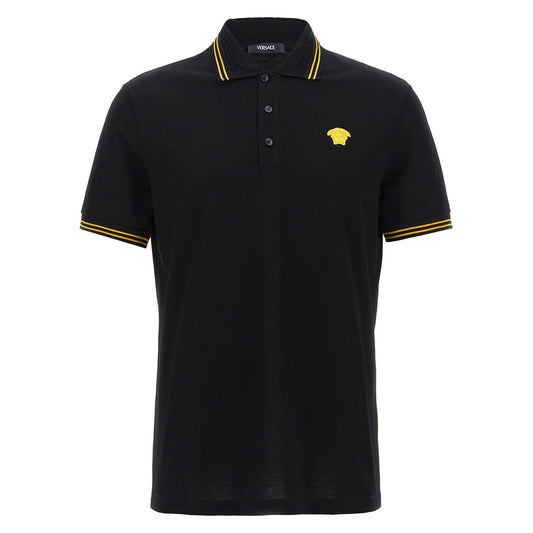 Versace Black Cotton Polo Shirt