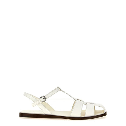 Church's White Lamb Leather Flat Sandals