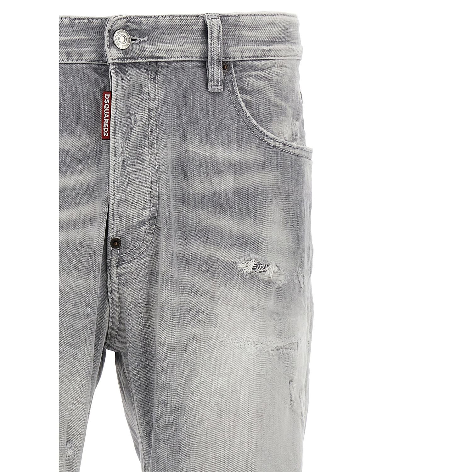 Dsquared² Gray Cotton Straight-Leg Jeans