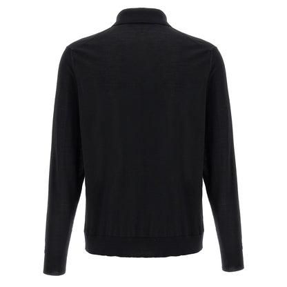 Kiton Black Wool Polo Shirt
