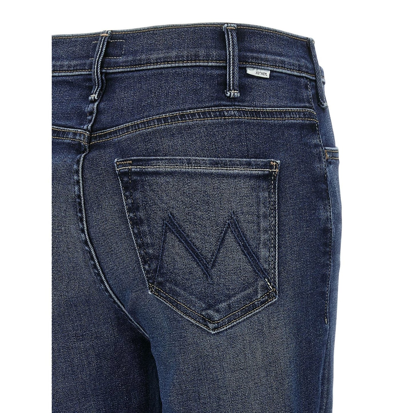 Mother Denim Blue Cotton Flared Jeans