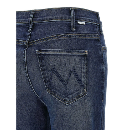 Mother Denim Blue Cotton Flared Jeans