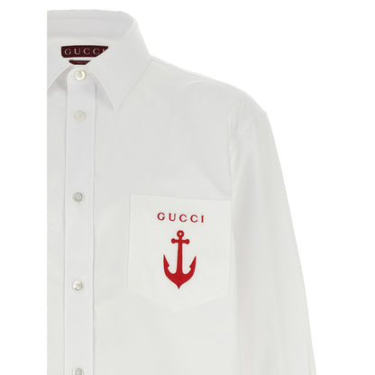 Gucci White Cotton Blouse