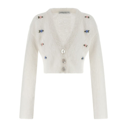 Alessandra Rich White Wool Cardigan