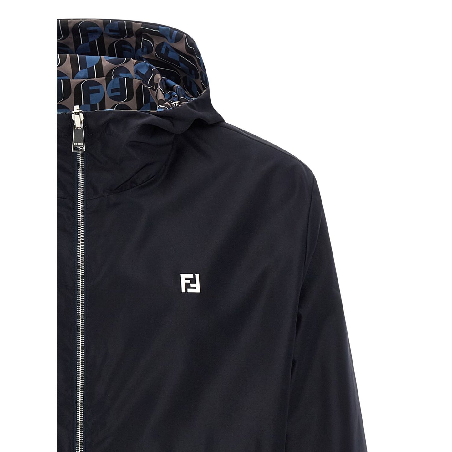 Fendi Blue Polyester Shell Jacket