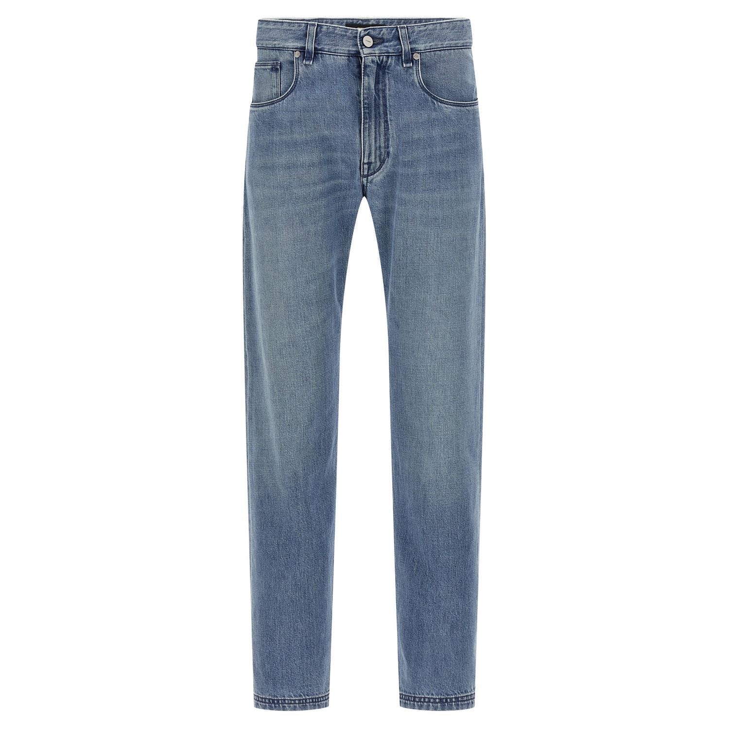 Fendi Blue Cotton Straight-Leg Jeans