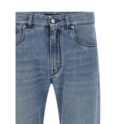 Fendi Blue Cotton Straight-Leg Jeans
