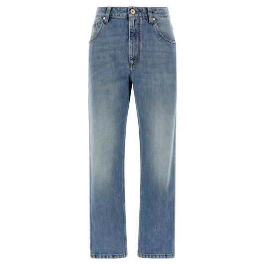 Brunello Cucinelli Blue Cotton Straight-Leg Jeans