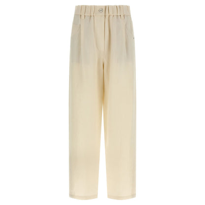 Brunello Cucinelli White Viscose Casual Pants